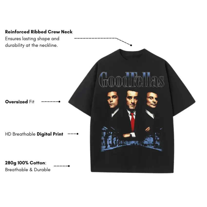 Goodfellas Tribute Heavyweight Oversized Black Graphic Tee - Image 2
