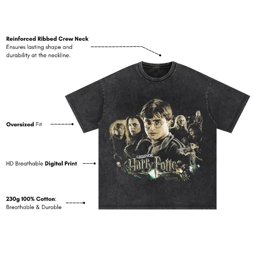 Hogwarts Is My Home Oversized Acid Wash T-shirt - Image 2