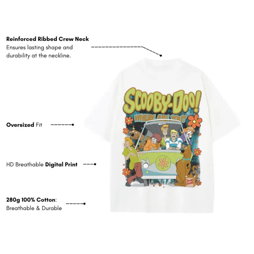 Meddling Kids Heavyweight Oversized White Graphic Tee - Image 2