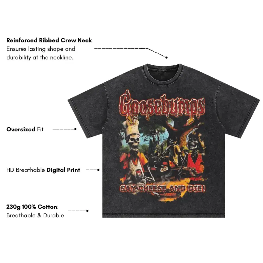 Reader Beware You're In For A Scare Oversized Acid Wash T-shirt - Image 2