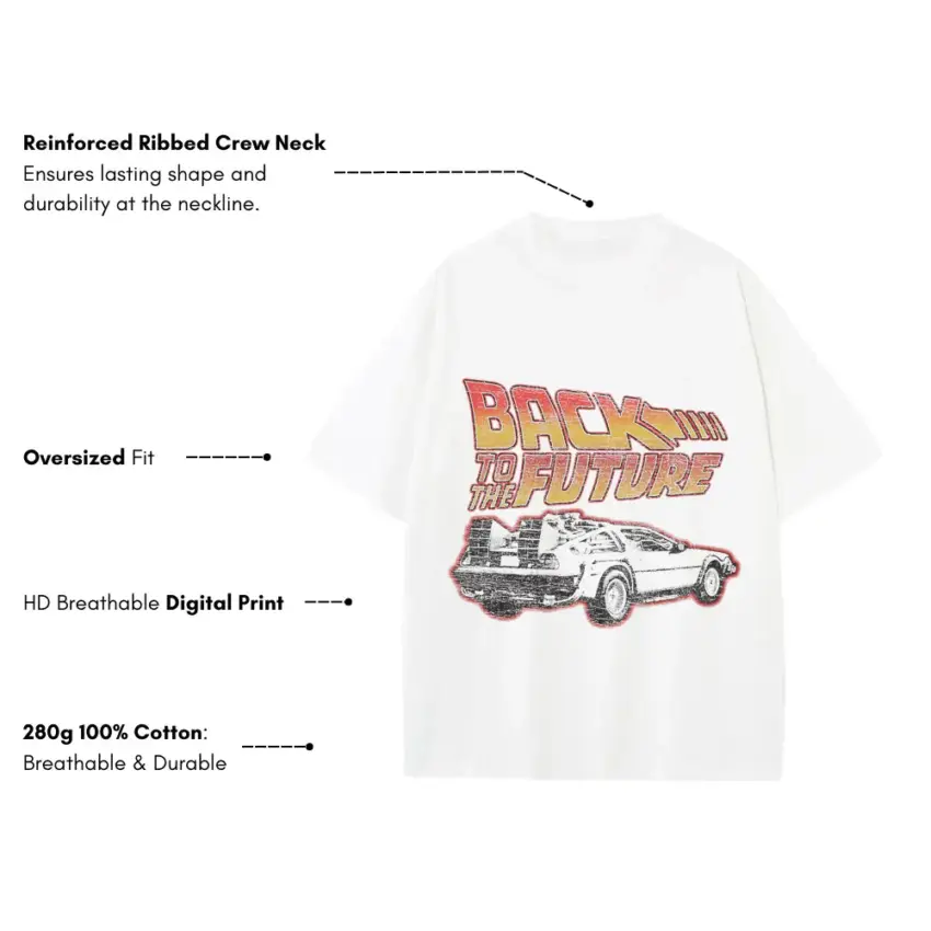 Roads Where We're Going Heavyweight Oversized White Graphic Tee - Image 2