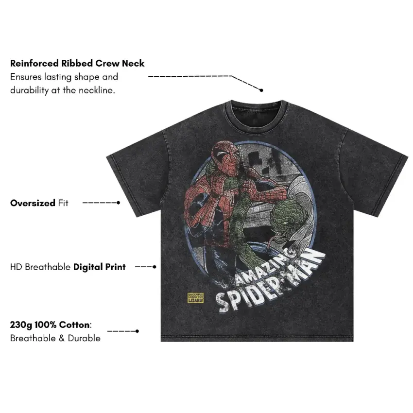 Sinister Six Showdown Oversized Acid Wash T-shirt - Image 2