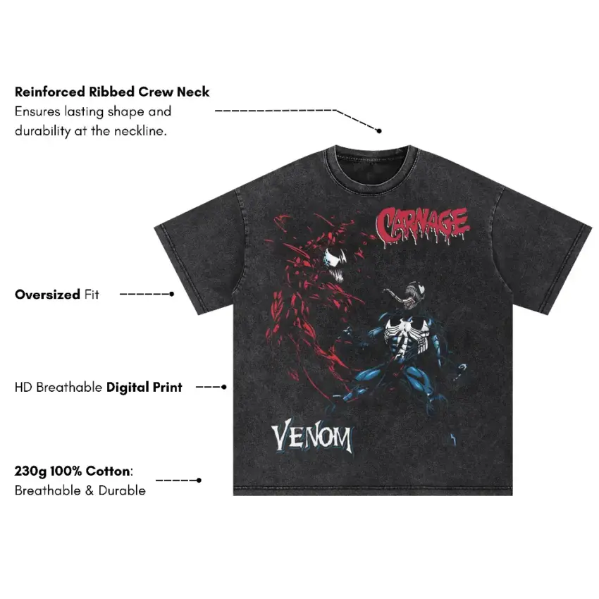 Symbiotic Showdown Oversized Acid Wash T-shirt - Image 4