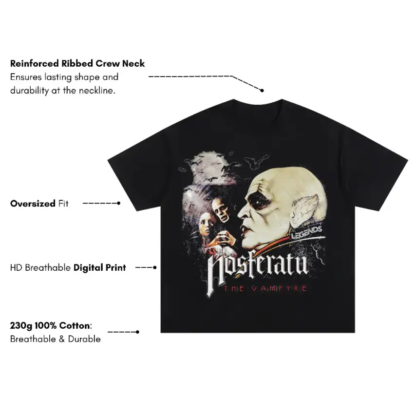 Symphony Of Horror Oversized Black Graphic Tee - Image 4