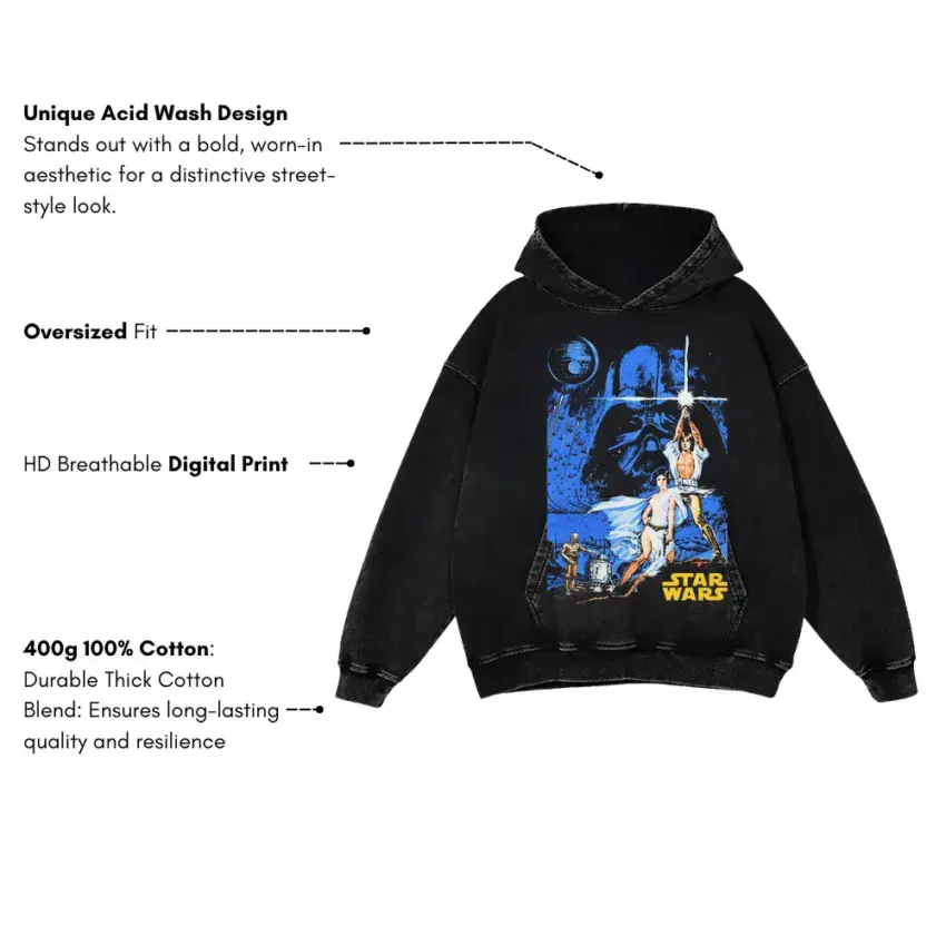 That's No Moon Aicd Wash Oversized Hoodie - Image 2