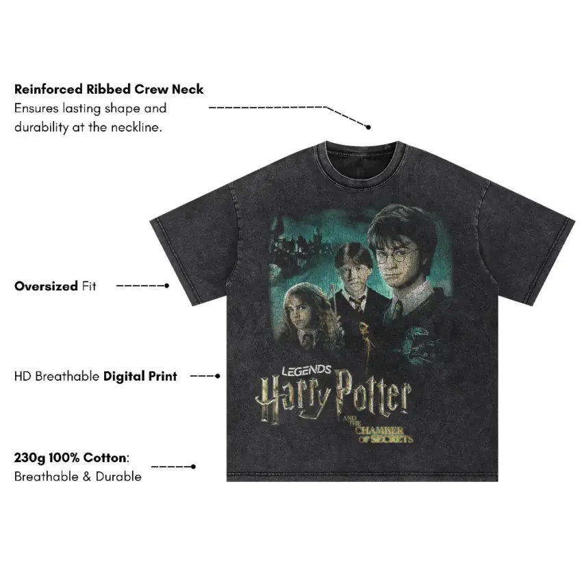 The Golden Trio Oversized Acid Wash T-shirt - Image 4