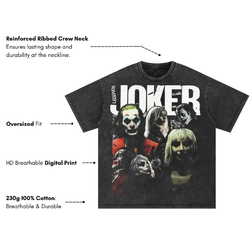 The Many Faces Of Madness Oversized Acid Wash T-shirt - Image 2