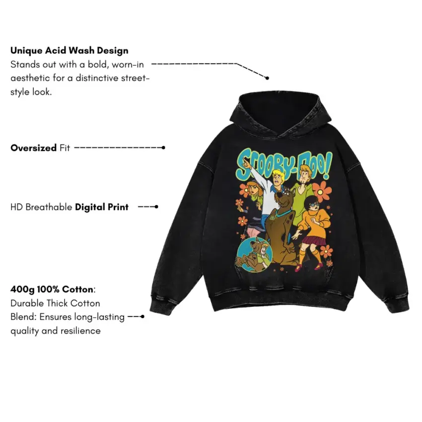 The Mystery Gang Aicd Wash Oversized Hoodie - Image 2