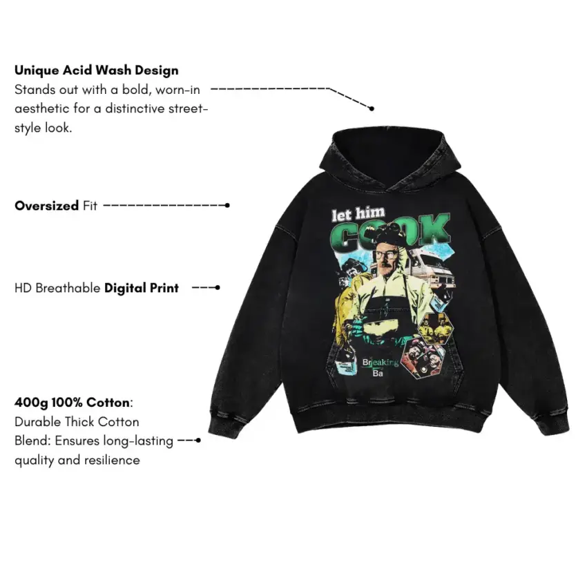 The One Who Knocks Aicd Wash Oversized Hoodie - Image 2