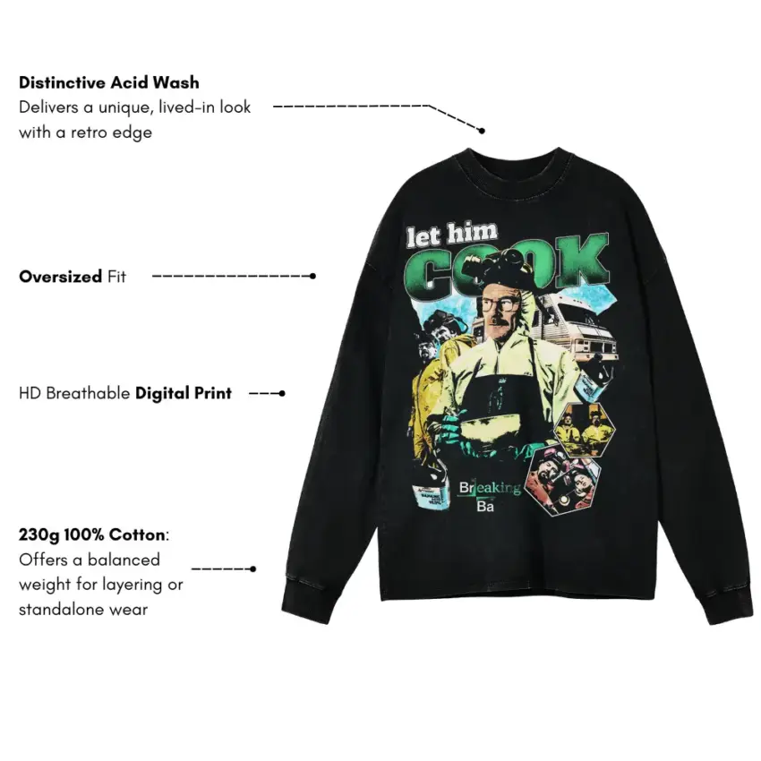 The One Who Knocks Aicd Wash Oversized Long Sleeve Shirt - Image 2