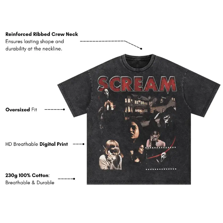 The Rules Of Horror Oversized Acid Wash T-shirt - Image 2