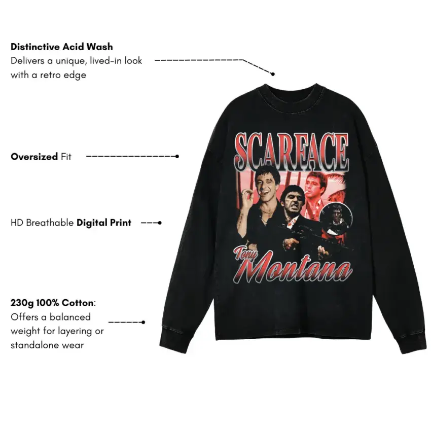 The World Is Yours Aicd Wash Oversized Long Sleeve Shirt - Image 2