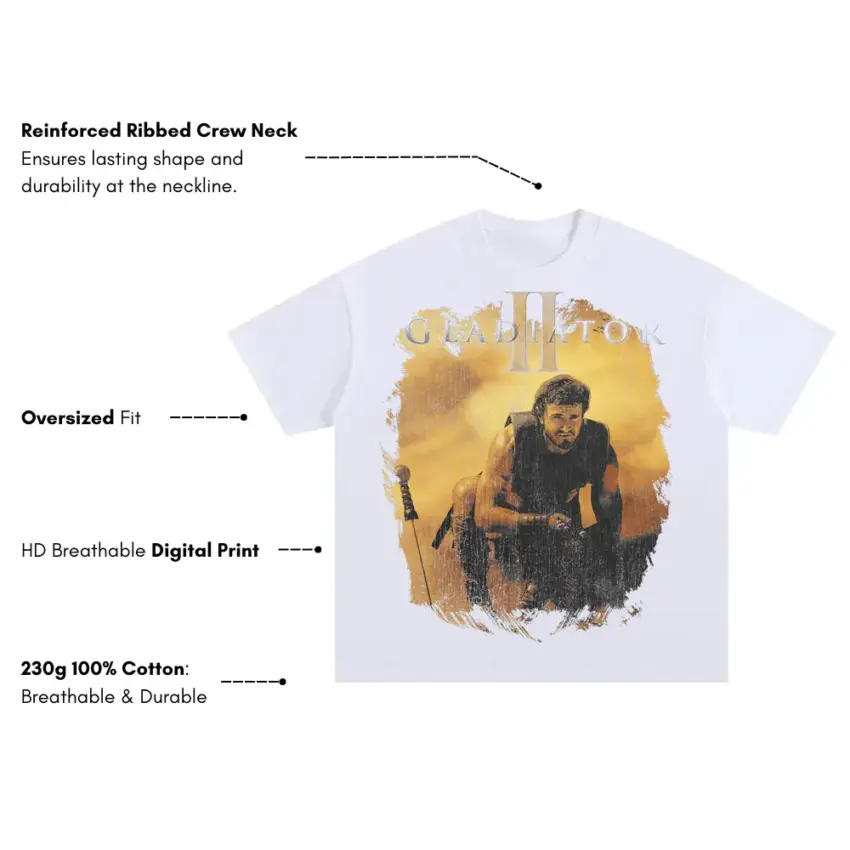 They Drew First Blood Oversized White Graphic Tee - Image 2