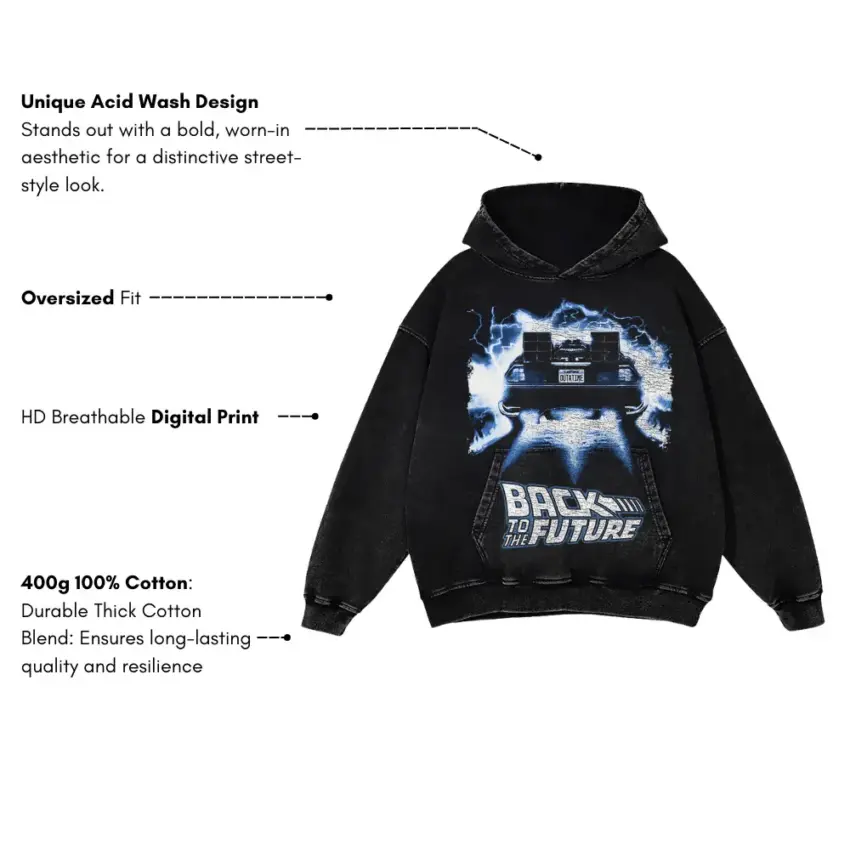 Time Circuits On Aicd Wash Oversized Hoodie - Image 2