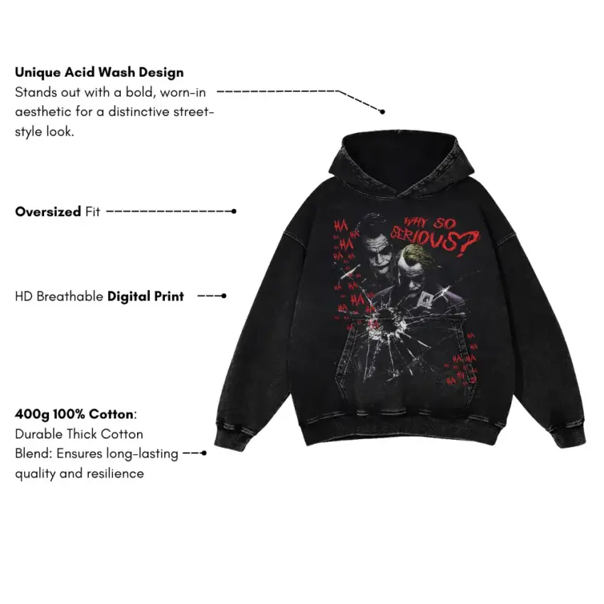Why So Serious Aicd Wash Oversized Hoodie - Image 2