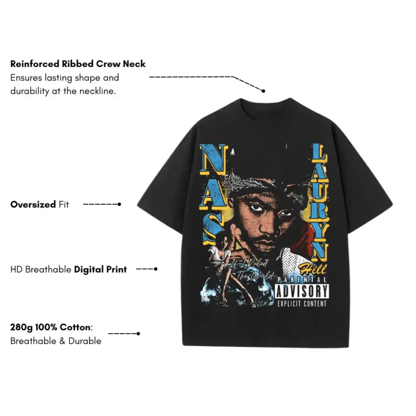 2Pac Apocalypse Now Heavyweight Oversized Black Graphic Tee - Image 5