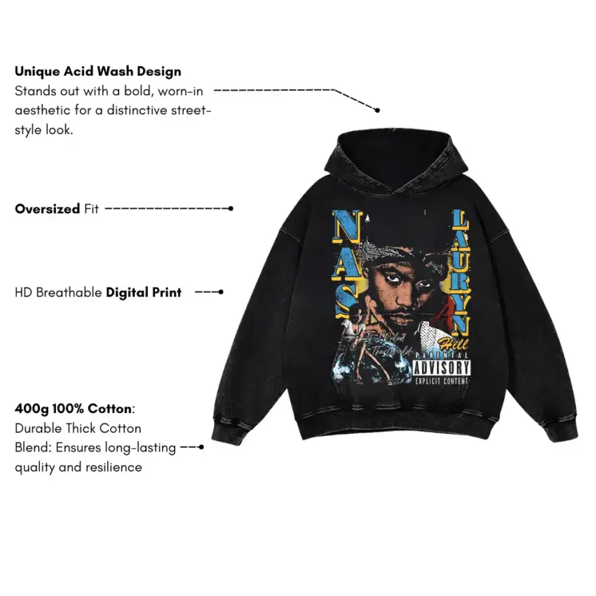 2Pac Apocalypse Now Aicd Wash Oversized Hoodie - Image 5