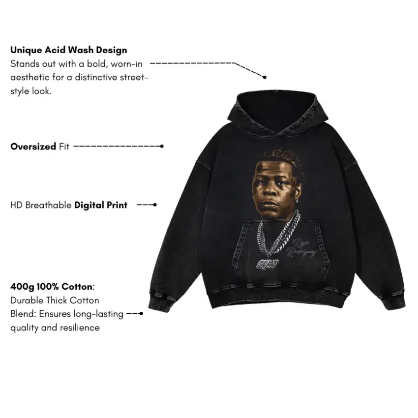 4PF Boss Aicd Wash Oversized Hoodie - Image 5