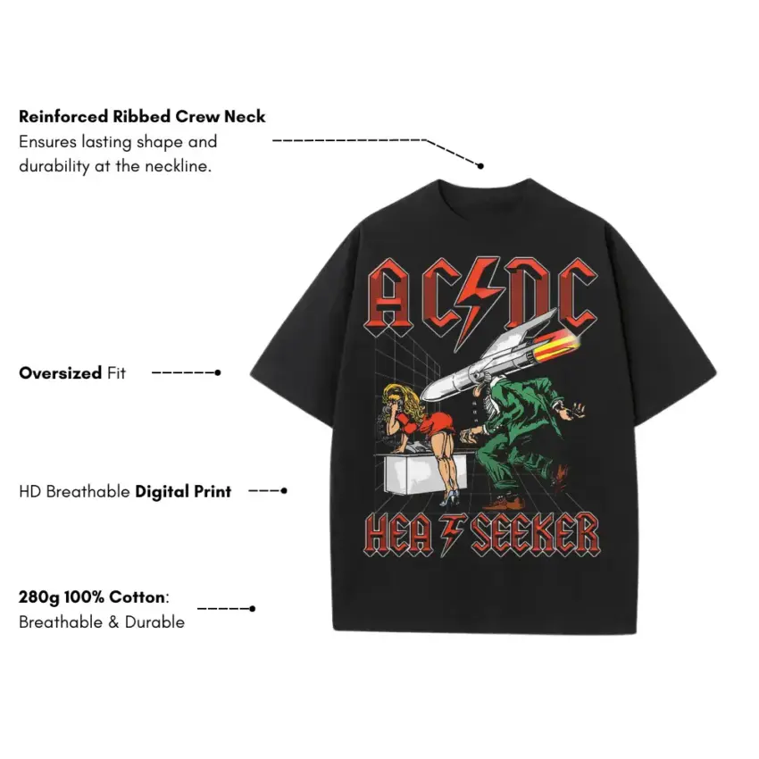 ACDC Heat Seeker Heavyweight Oversized Black Graphic Tee - Image 5