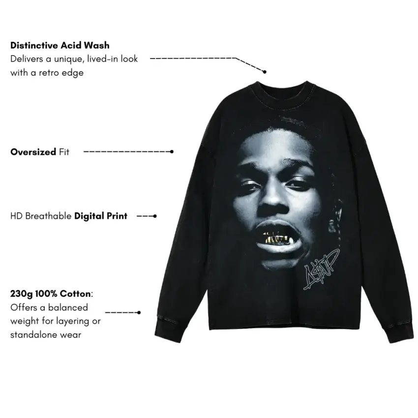 ASAP Forever Aicd Wash Oversized Long Sleeve Shirt - Image 5