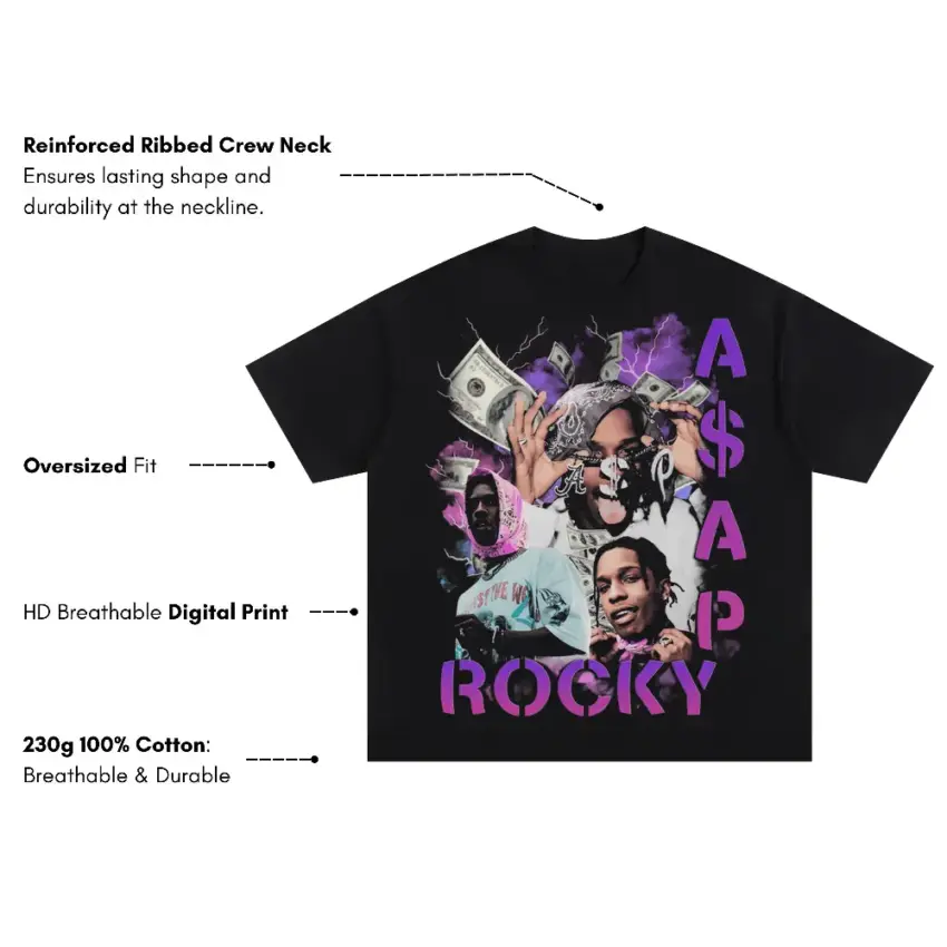 ASAP Rocky Vibrance Oversized Black Graphic Tee - Image 5