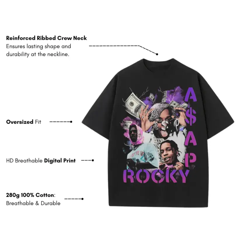 ASAP Rocky Vibrance Heavyweight Oversized Black Graphic Tee - Image 5