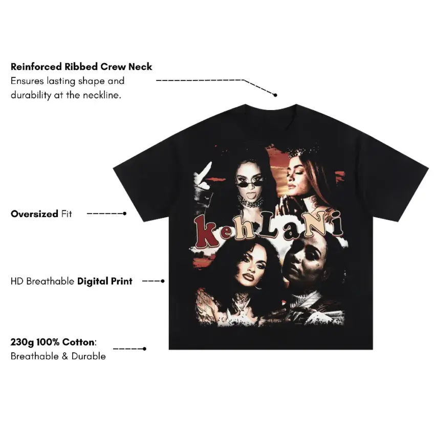 Aaliyah Tribute Collage Oversized Black Graphic Tee - Image 2