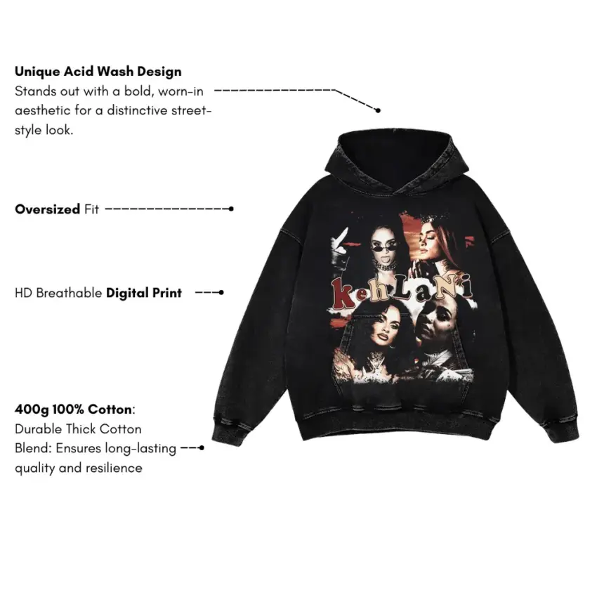 Aaliyah Tribute Collage Aicd Wash Oversized Hoodie - Image 5