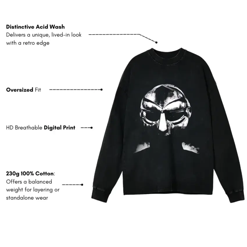 All Caps When You Spell The Man Name Aicd Wash Oversized Long Sleeve Shirt - Image 5
