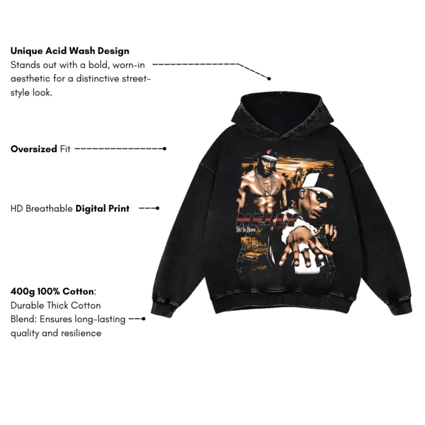 All Eyez On Me Aicd Wash Oversized Hoodie - Image 5