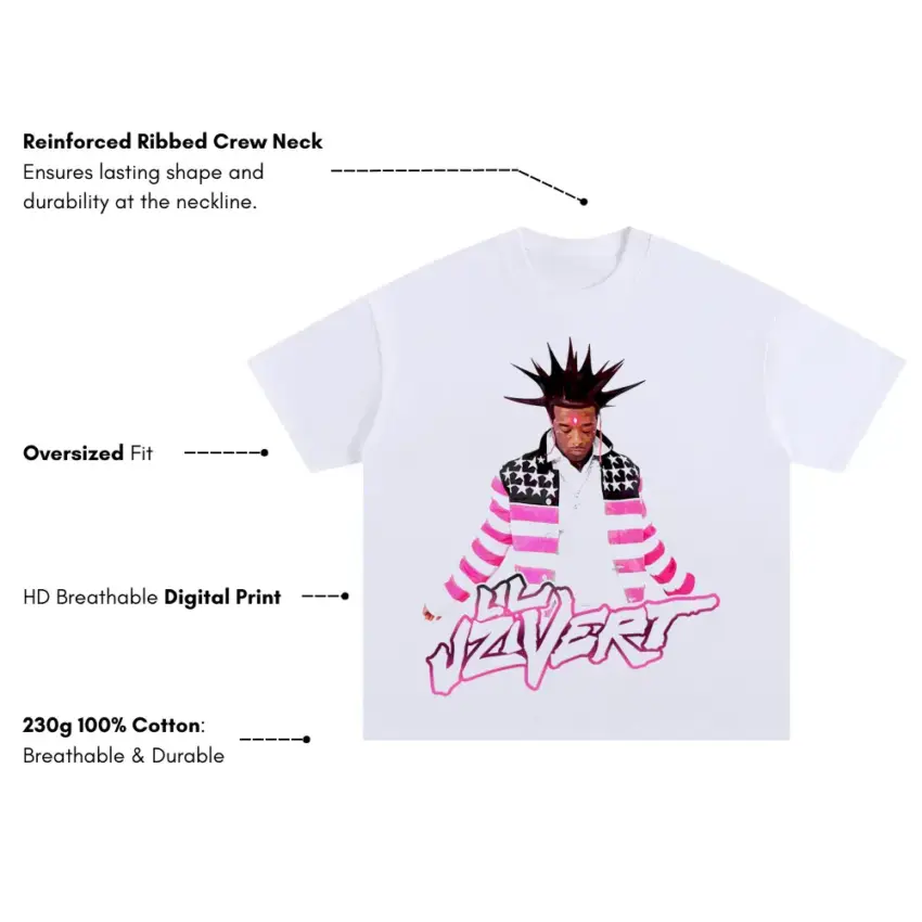 American Uzi Oversized White Graphic Tee - Image 5