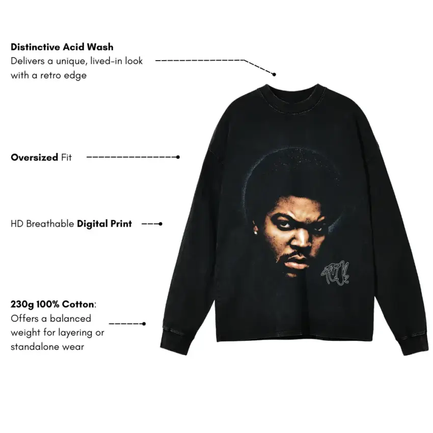 Amerikkkas Most Wanted Aicd Wash Oversized Long Sleeve Shirt - Image 5