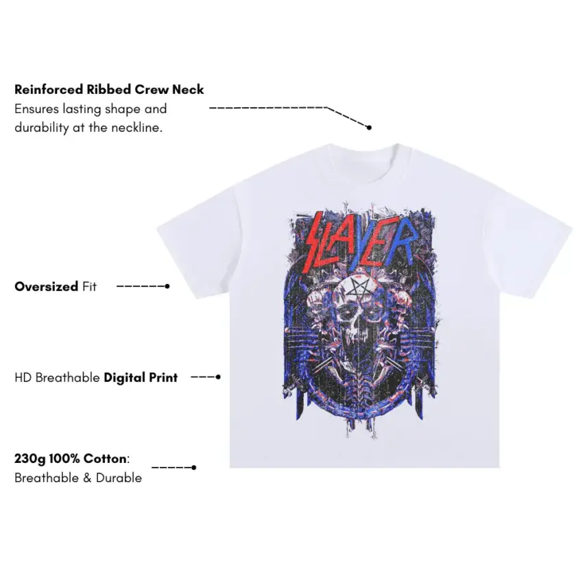 Angel Of Death Oversized White Graphic Tee - Image 5