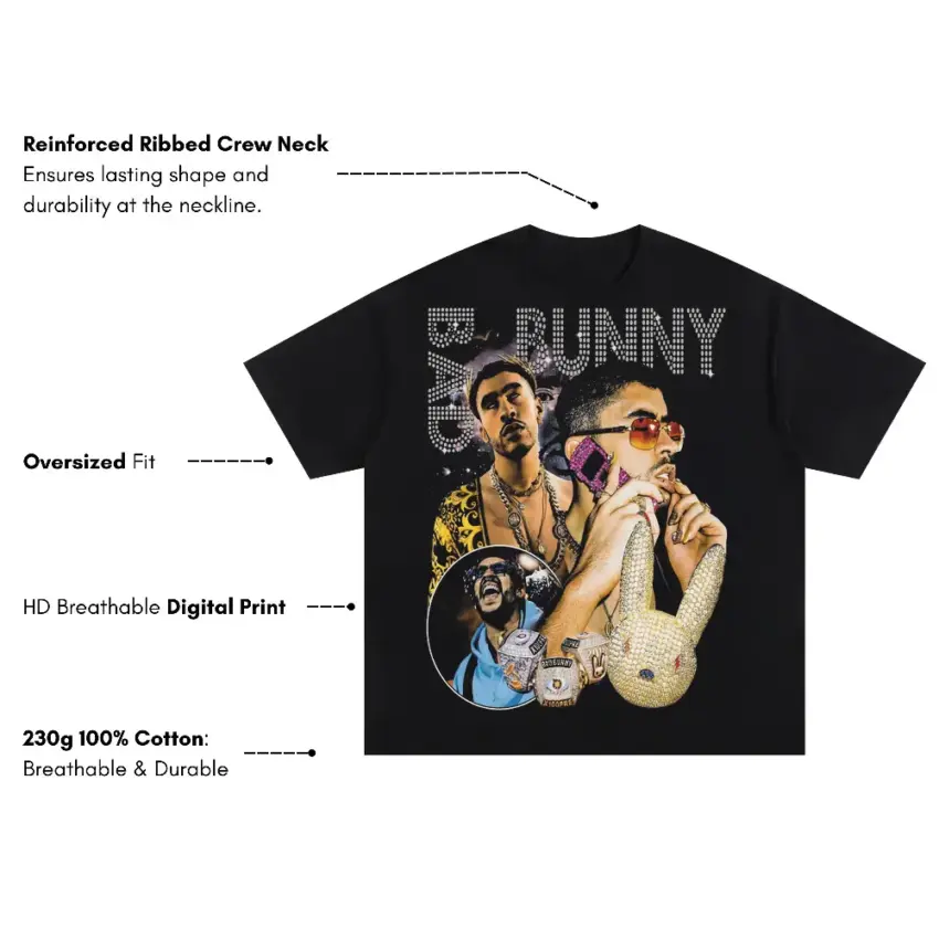 Benito Summer Vibes Oversized Black Graphic Tee - Image 5