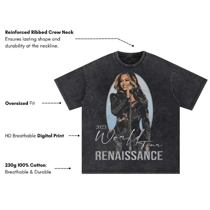 Beyonce Renaissance World Tour Oversized Acid Wash T-shirt - Image 5