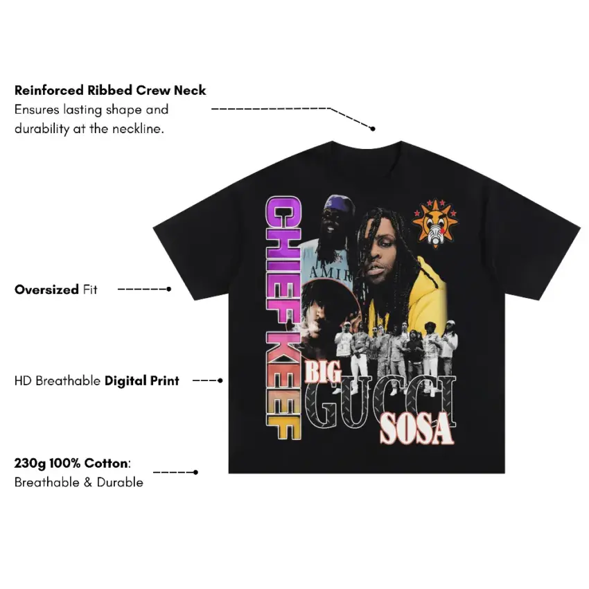 Big Gucci Sosa Oversized Black Graphic Tee - Image 5