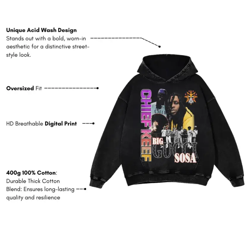 Big Gucci Sosa Aicd Wash Oversized Hoodie - Image 5