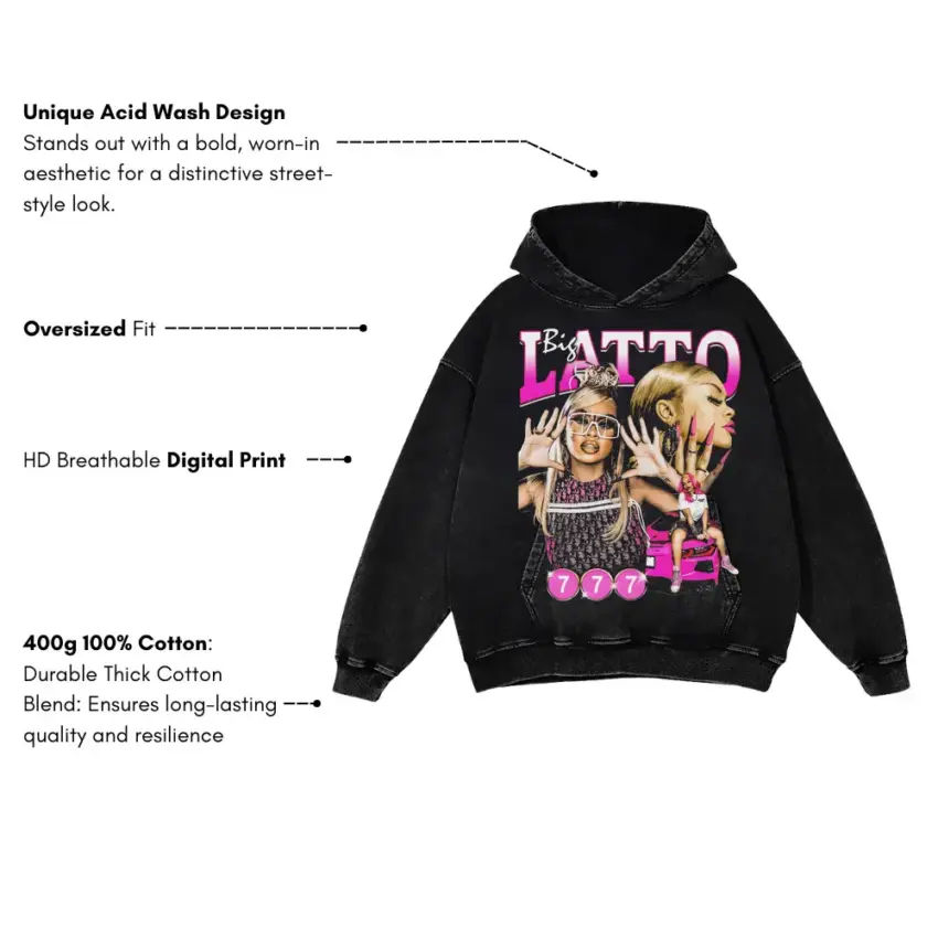 Big Latto Energy Aicd Wash Oversized Hoodie - Image 5