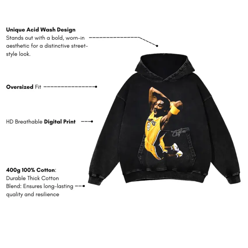 Black Mamba Legacy Aicd Wash Oversized Hoodie - Image 5