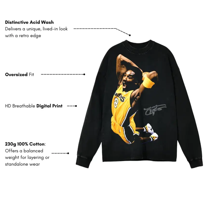 Black Mamba Legacy Aicd Wash Oversized Long Sleeve Shirt - Image 5