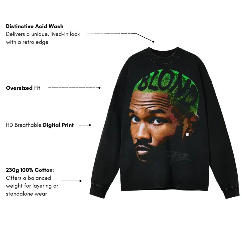 Blonde Era Aicd Wash Oversized Long Sleeve Shirt - Image 5