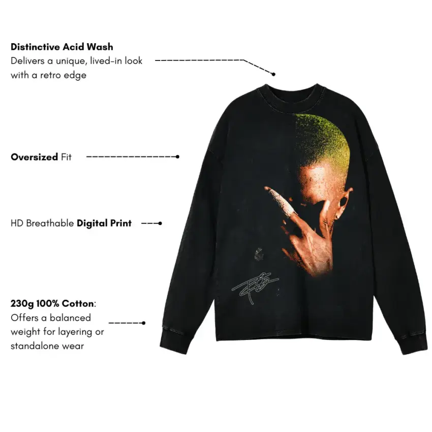 Blonde Vision Aicd Wash Oversized Long Sleeve Shirt - Image 5