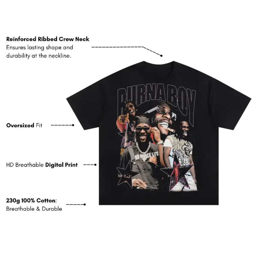 Burna Boy African Giant Oversized Black Graphic Tee - Image 5