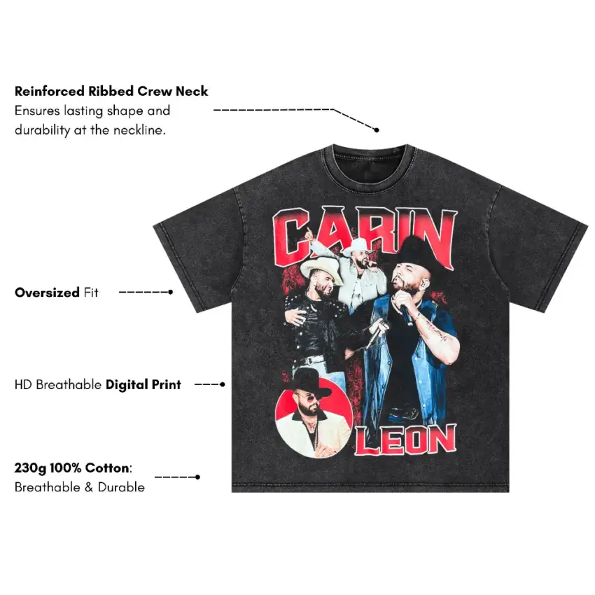 Carin Leon Regional Star Oversized Acid Wash T-shirt - Image 5
