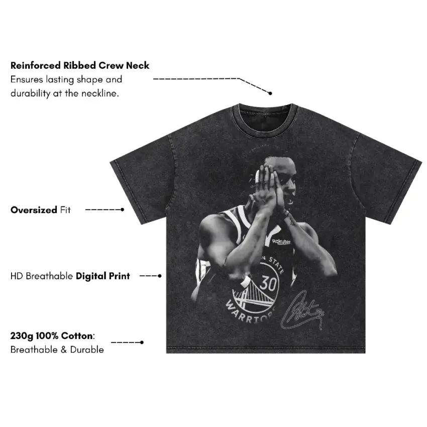 Chef Curry Oversized Acid Wash T-shirt - Image 5