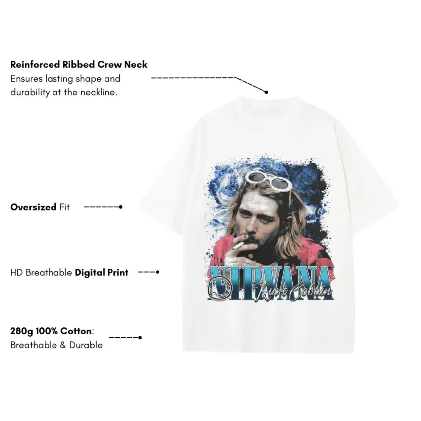 Come As You Are Heavyweight Oversized White Graphic Tee - Image 5