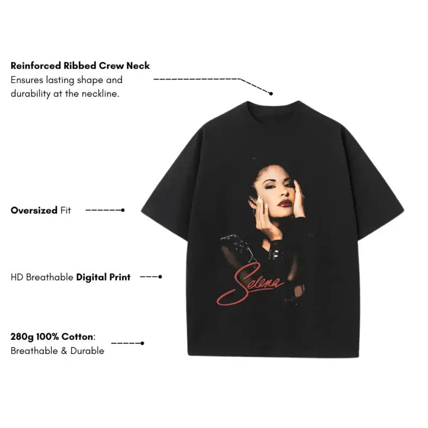 Como La Flor Heavyweight Oversized Black Graphic Tee - Image 5