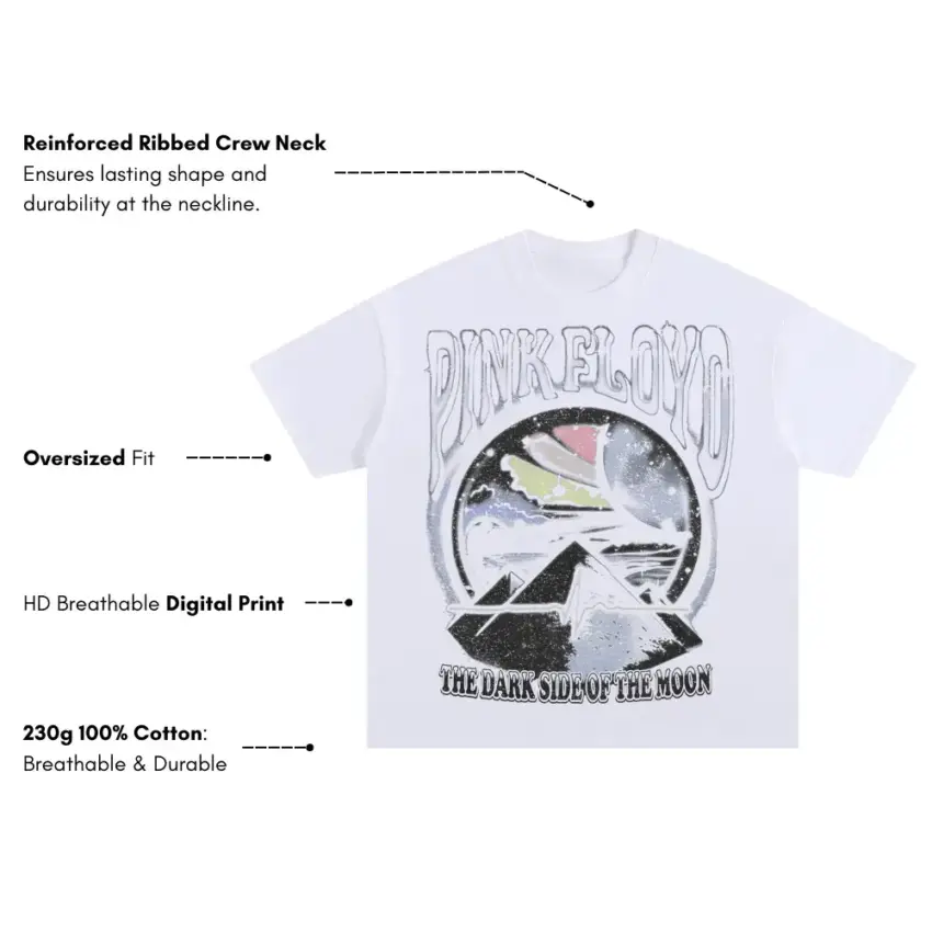 Cosmic Side Of The Moon Oversized White Graphic Tee - Image 5