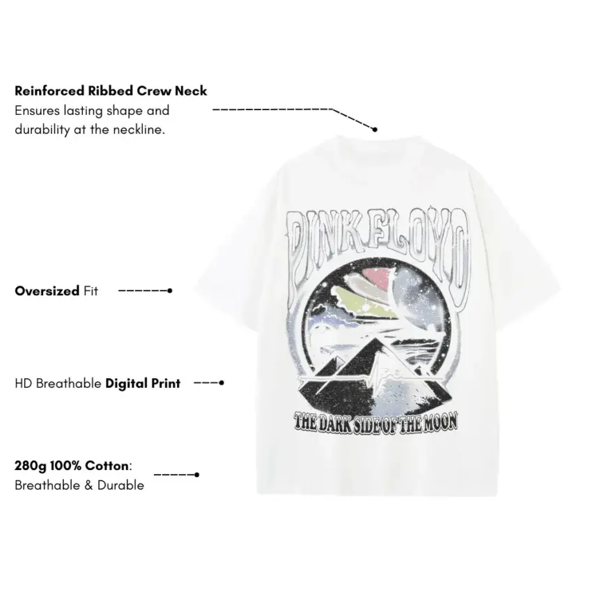 Cosmic Side Of The Moon Heavyweight Oversized White Graphic Tee - Image 2