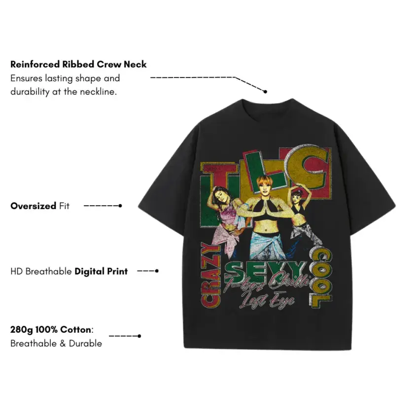 Crazy Sexy Cool Heavyweight Oversized Black Graphic Tee - Image 5
